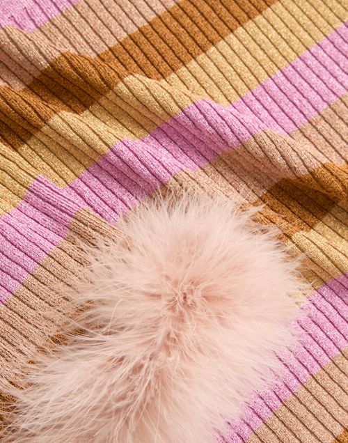 Valentino - Lurex And Cotton Sweater With Feather Detail - Multicolor - Woman - Knitwear