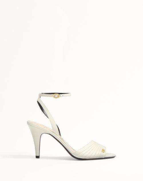 Valentino Ivory Goat Leather Stiletto Sandal With Striped Strap In Ivory
