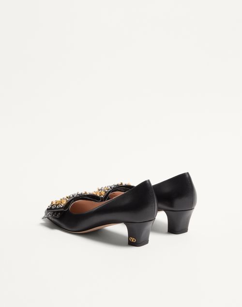 Valentino Garavani - Bowow Pump In Kidskin With Studs 45mm - Black - Woman - Pumps