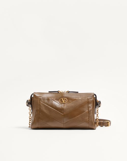 Valentino Garavani - Valentino Garavani Panthea Small Shoulder Bag In Nappa Leather With A Chevron Pattern - Tundra - Woman - Shoulder Bags