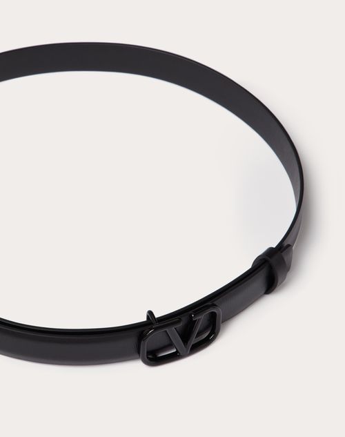 Valentino Garavani - Vロゴ シグネチャー シャイニーカーフスキン ベルト 20mm - ブラック - ウィメンズ - ベルト