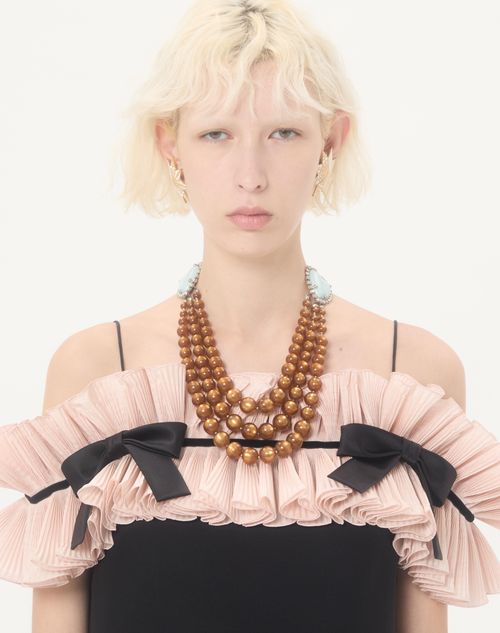 Valentino Garavani - Coeur Hyperbole Necklace In Metal, Resin And Crystals - Brown - Woman - Fashion Jewelry