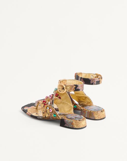 Valentino Garavani - Preshoes Sandal In Apres L'hiver Jacquard Fabric With Crystals 20mm - Multicolor - Woman - Sandals