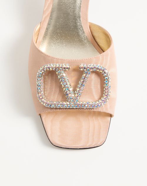 Valentino Garavani - Vlogo Signature Slide Sandal In Moiré Fabric 60mm - Pink - Woman - Sandals
