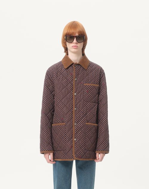 Valentino - Quilted Nylon Jacket With Opticool Print - Blue/sand/ivory - Man - Outerwear