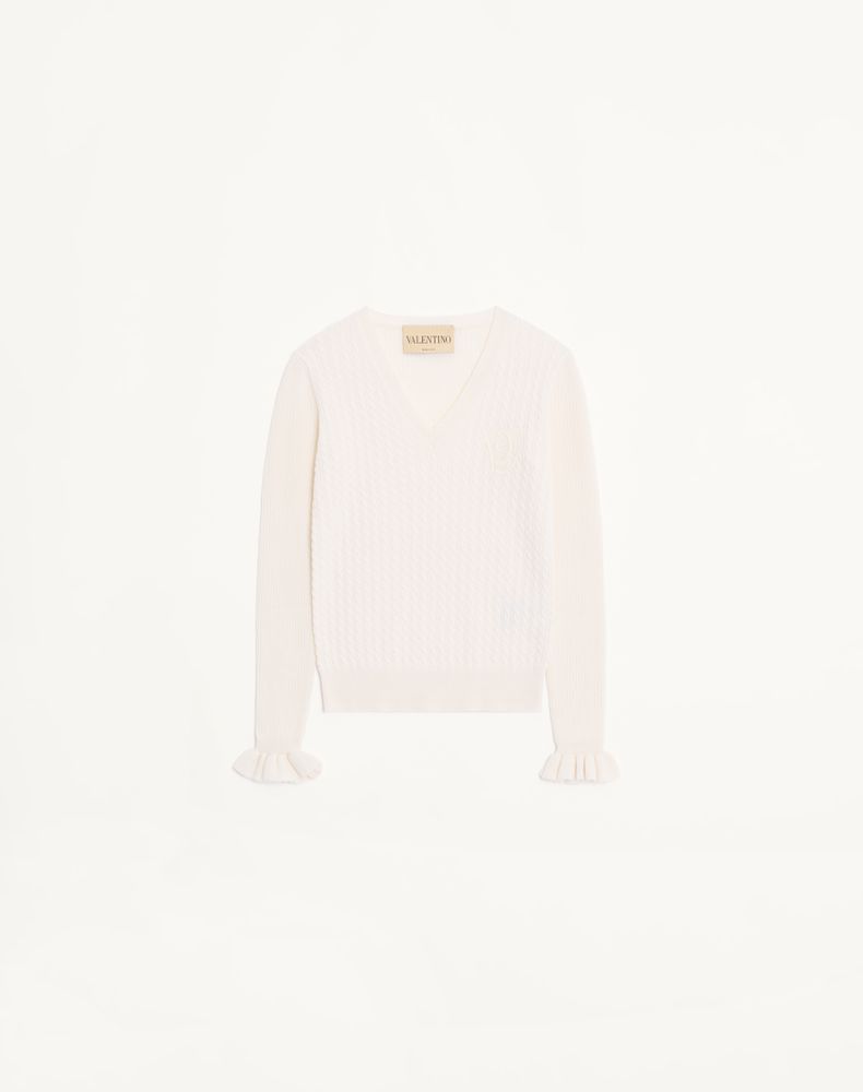 Valentino Women's Ivory Embroidered Cashmere Jumper Woman Xs