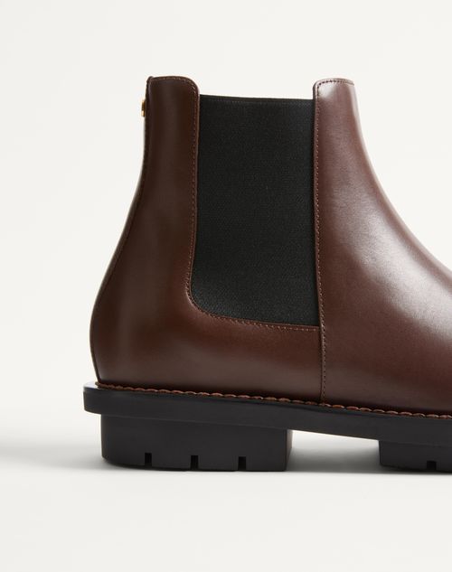 Valentino Garavani - Urbie Calfskin Ankle Boot - Bark Brown - Man - Boots