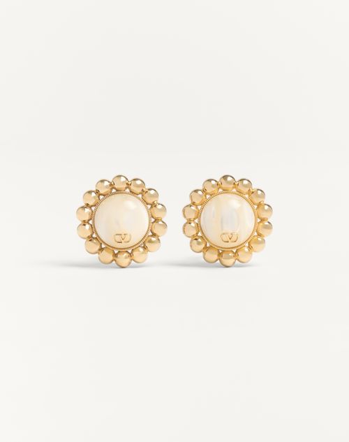 Valentino Garavani Pas Plus Metal And Pearl Earrings Woman Gold/cream Onesize