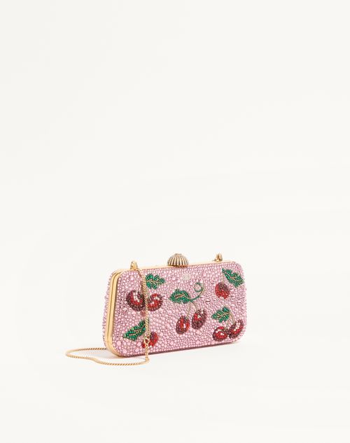 Valentino Garavani - Valentino Garavani Carry Secrets Minaudiere With Cherryfic Rhinestone Motif - Pink - Woman - Clutches