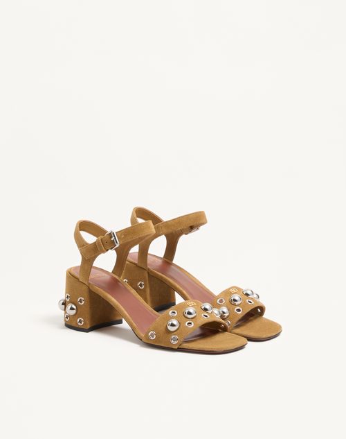 Valentino Garavani - Nellcôte Crust Leather Sandal 60mm - Havana Beige - Woman - Sandals