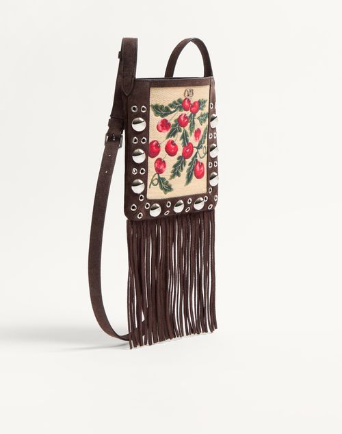 Valentino Garavani - Valentino Garavani Nellcôte Small Shoulder Bag In Jacquard Raffia With Cherryfic Pattern - Multicolour/testa Di Moro - Woman - Shoulder Bags