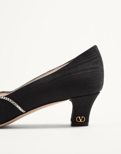 Valentino Garavani - Bowow Pumps In Moirè Fabric With Crystals 45mm - Black/silver - Woman - Pumps