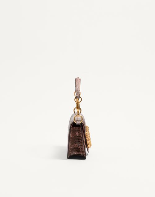 Valentino Garavani - Valentino Garavani Locò Small Shoulder Bag In Tejus With Jewel Logo - Peach Rose/vintage Rose - Woman - Shoulder Bags