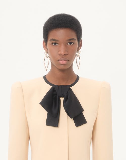 Valentino - Caban En Crêpe De Laine - Bouleau/noir - Femme - Vestes Et Manteaux