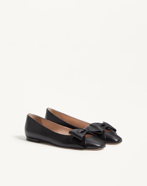 Valentino Garavani - Bowow Kidskin Ballerina - Black - Woman - Ballerinas
