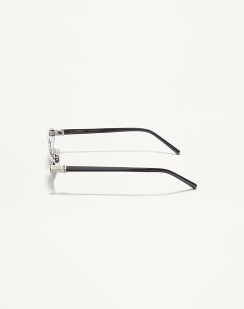 Valentino - Cat-eye-brille Aus Metall - Silber/schwarz/grau - Frau - Sonnenbrillen
