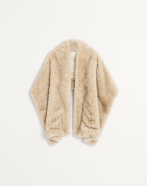 VALENTINO VALENTINO GARAVANI VALENTINO FAUX FUR SCARF WOMAN BEIGE FOG/BUTTER UNI