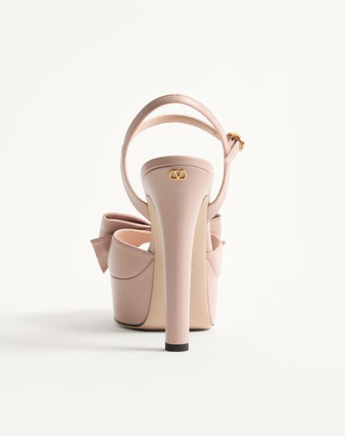 Valentino Garavani - Sandalo Con Plateau Bowow In Capretto Con Dettaglio Fiocco 130mm - Rosa - Donna - Sandali