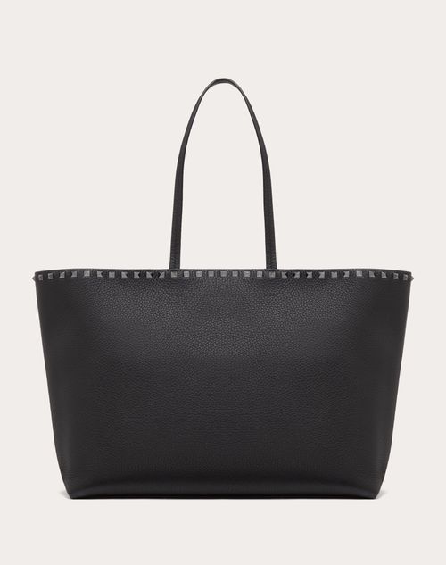 Valentino Garavani Rockstud Grainy Calfskin Tote Bag Woman Black Uni
