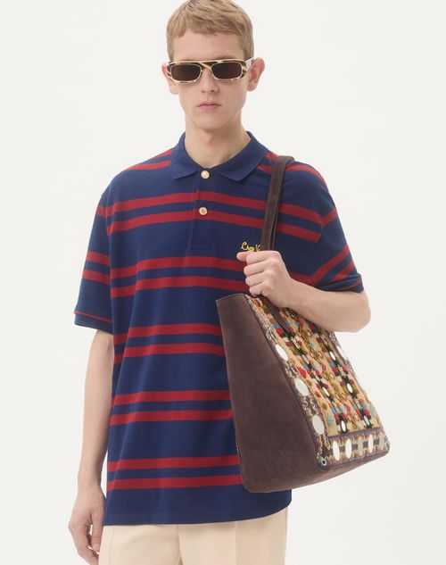Valentino Garavani - Valentino Garavani Nellcôte Large Embroidered Shopping Bag - Multicolour/testa Di Moro - Man - Totes