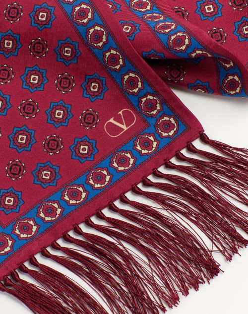 Valentino Garavani - Chamber Silk Bandeau Scarf With Fringe - Red/cobalt - Man - Soft Accessories