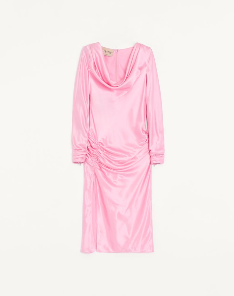 Valentino Women's Pink Crepe Satin Midi Dress Woman 46