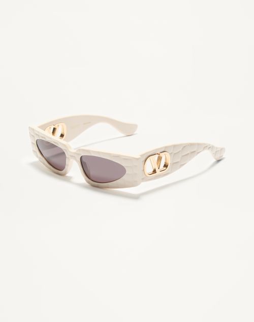 Valentino - Lunettes Rectangulaires En Acétate - Ivoire/gris Dégradé - Femme - Lunettes De Soleil