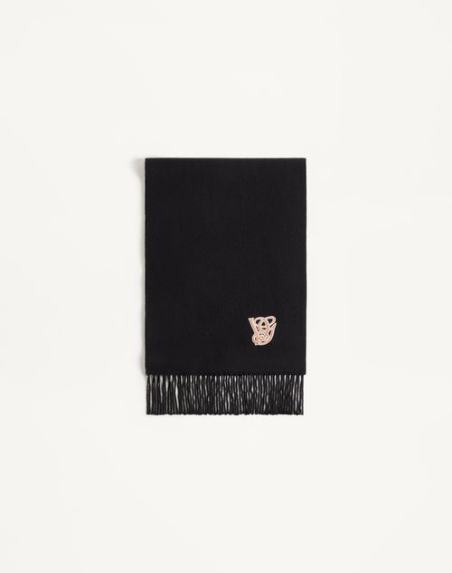 Valentino Garavani - Valentino Garavani Embroidered Wool And Cashmere Scarf - Black - Man - Soft Accessories