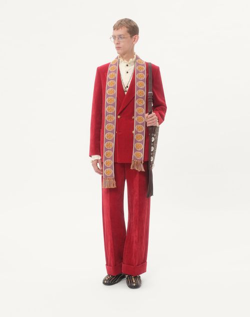 Valentino - Washed Cotton-linen Velvet Trousers With Turn-ups - Crab - Man - Trousers And Shorts