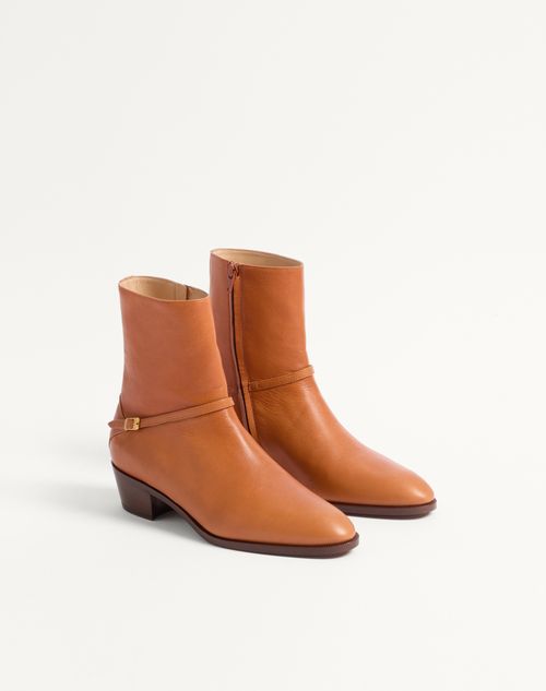 Valentino Garavani - Pat Ankle Boot In Kidskin - Roasted Pecan - Man - Boots