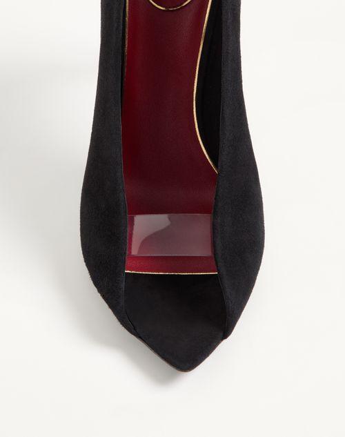 Valentino Garavani - Open Toe Révélé Suede Pumps 105mm - Black - Woman - Pumps