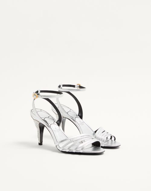 Valentino Garavani - Ladycrush Sandal In Laminated Nappa With Crystals 85mm - Silver - Woman - Sandals