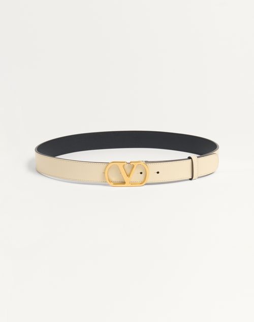 Valentino Garavani - Vlogo Signature Belt In Shiny Calfskin 30 Mm - Butter - Woman - Belts