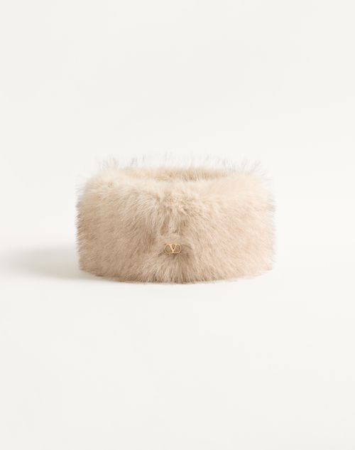 Valentino Garavani - Vlogo Signature Faux Fur Headband - Beige - Woman - Hats And Gloves