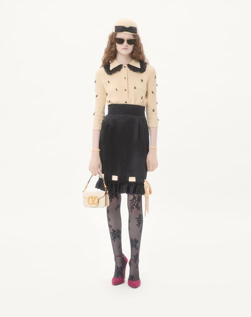 Valentino Garavani - Valentino Garavani Locò Small Shoulder Bag In Calfskin With Jewel Logo - Ivory - Woman - Shoulder Bags
