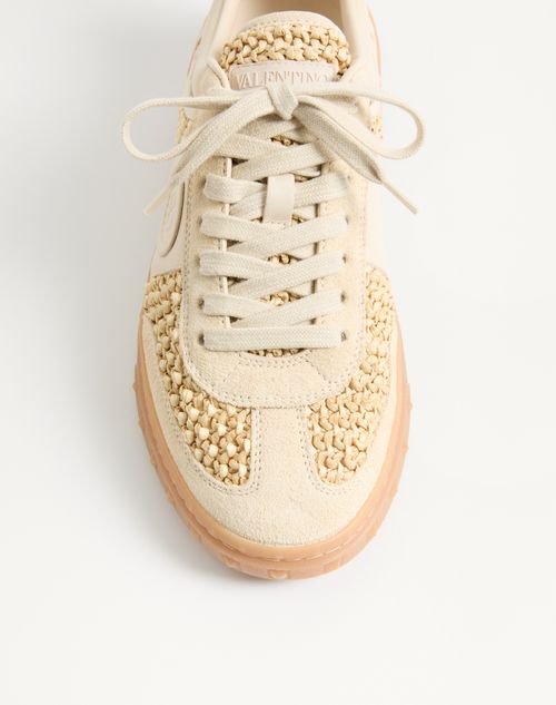 Valentino Garavani - Upvillage Trainer In Woven Raffia Fabric - Beige/butter - Woman - Sneakers