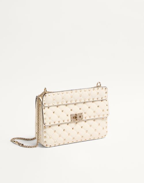 Valentino Garavani - Medium Nappa Rockstud Spike Bag - Light Ivory - Woman - Shoulder Bags