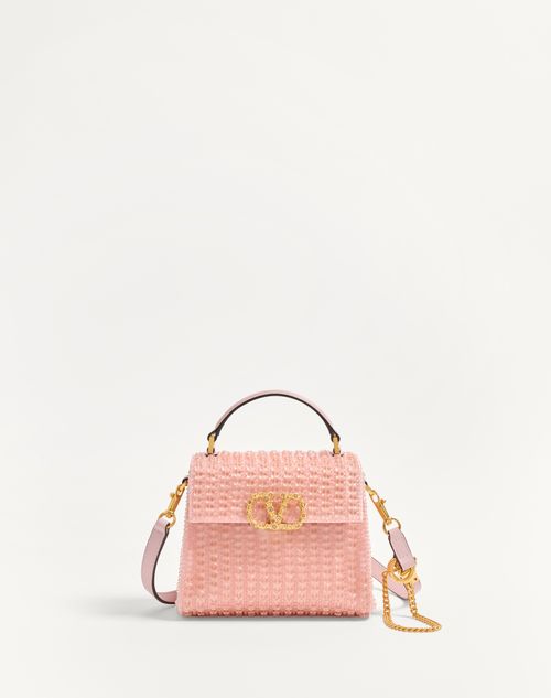 Shop Valentino Garavani Garavani Mini Vsling Embroidered Handbag With Jewel Logo Woman Vintage Rose/water In Vieux Rose/water Rose