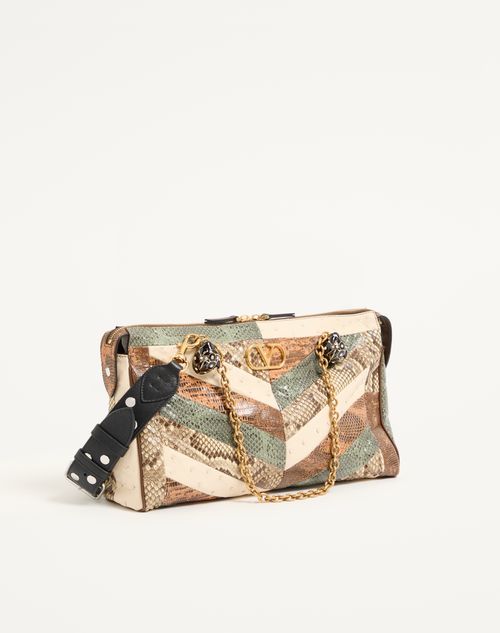 Valentino Garavani - Valentino Garavani Panthea Medium Shoulder Bag In Exotic Leather With Chevron Pattern - Multicolor - Woman - Shoulder Bags