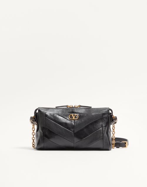 Valentino Garavani Valentino Garavani Panthea Small Shoulder Bag In Nappa Leather With A Chevron Pattern Woman Black Onesize
