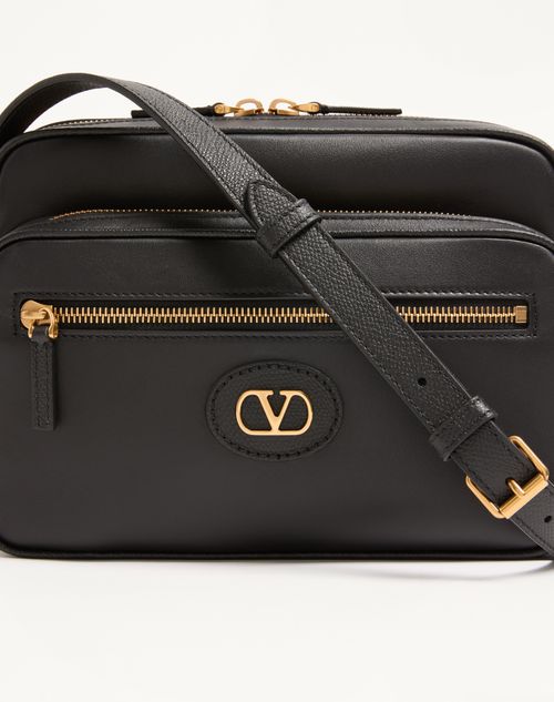 Valentino Garavani - Valentino Garavani Antibes Calfskin Shoulder Bag - Black - Man - Shoulder Bags