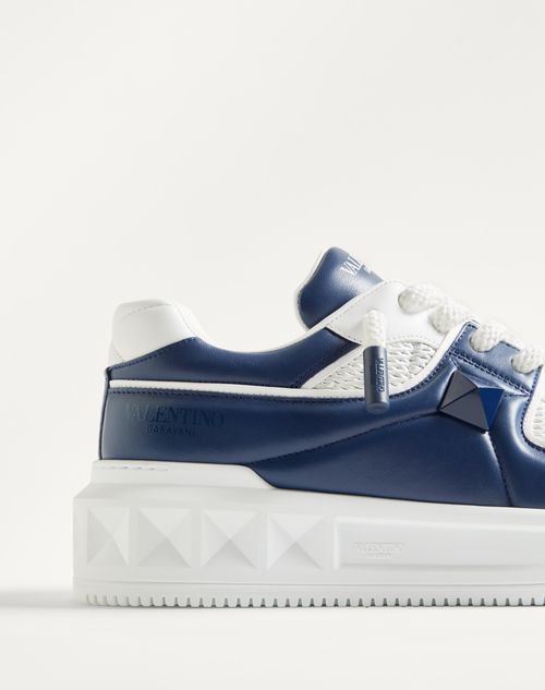 Valentino Garavani - One Stud Xl Low-top Sneaker In Perforated Nappa - Blue/white - Man - Trainers