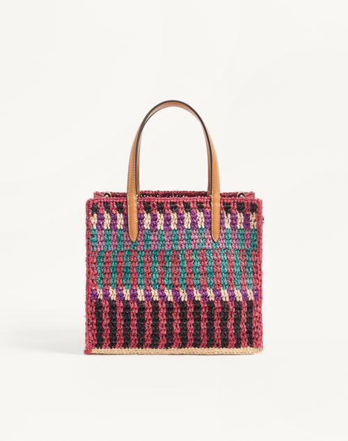 Valentino Garavani - Vロゴ シグネチャー ラフィア トート - マルチカラー/サドルブラウン - メンズ - トート