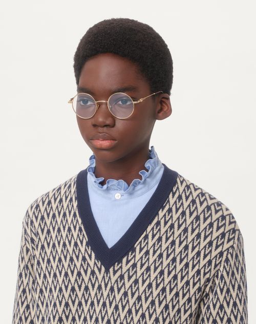 Valentino - Round Metal Frame - Gold - Unisex - Eyewear