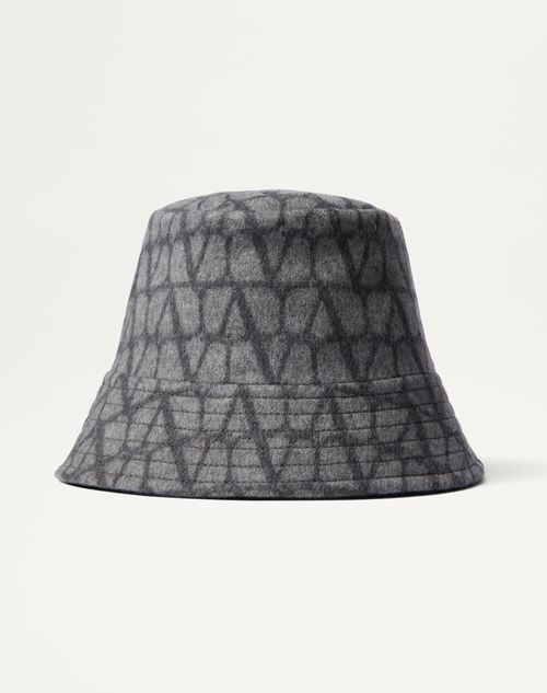 Valentino Garavani Toile Iconographe Reversible Bucket Hat Woman Grey/dark Grey 58 In Grey/dark Grey