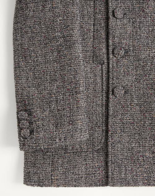 Valentino - Veste Croisée Valentino En Laine Bouclée Mélangée - Gris - Homme - Manteaux Et Blazers