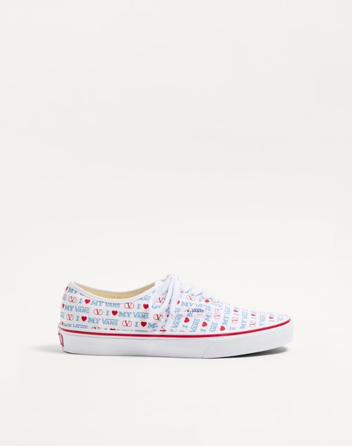 Valentino Garavani Valentino Garavani And Vans Low-top Trainer In Valentino Vans Love Print Fabric Man White 44