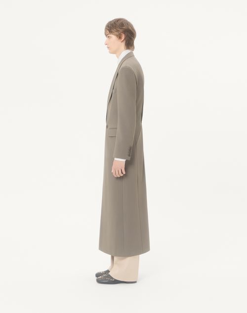 Valentino - Valentino Double-breasted Lightweight Wool Coat With Knot Detail - Taupe - Man - Coats And Blazers