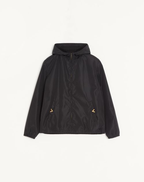 Valentino - ヴァレンティノ Vゴールド ライトウェイトナイロン フード付きウインドブレーカー - ブラック - メンズ - ジャケット＆ダウン