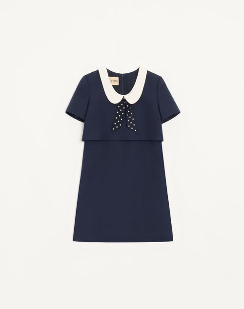 Valentino - Crepe Couture Short Dress - Navy/ivory - Woman - Dresses